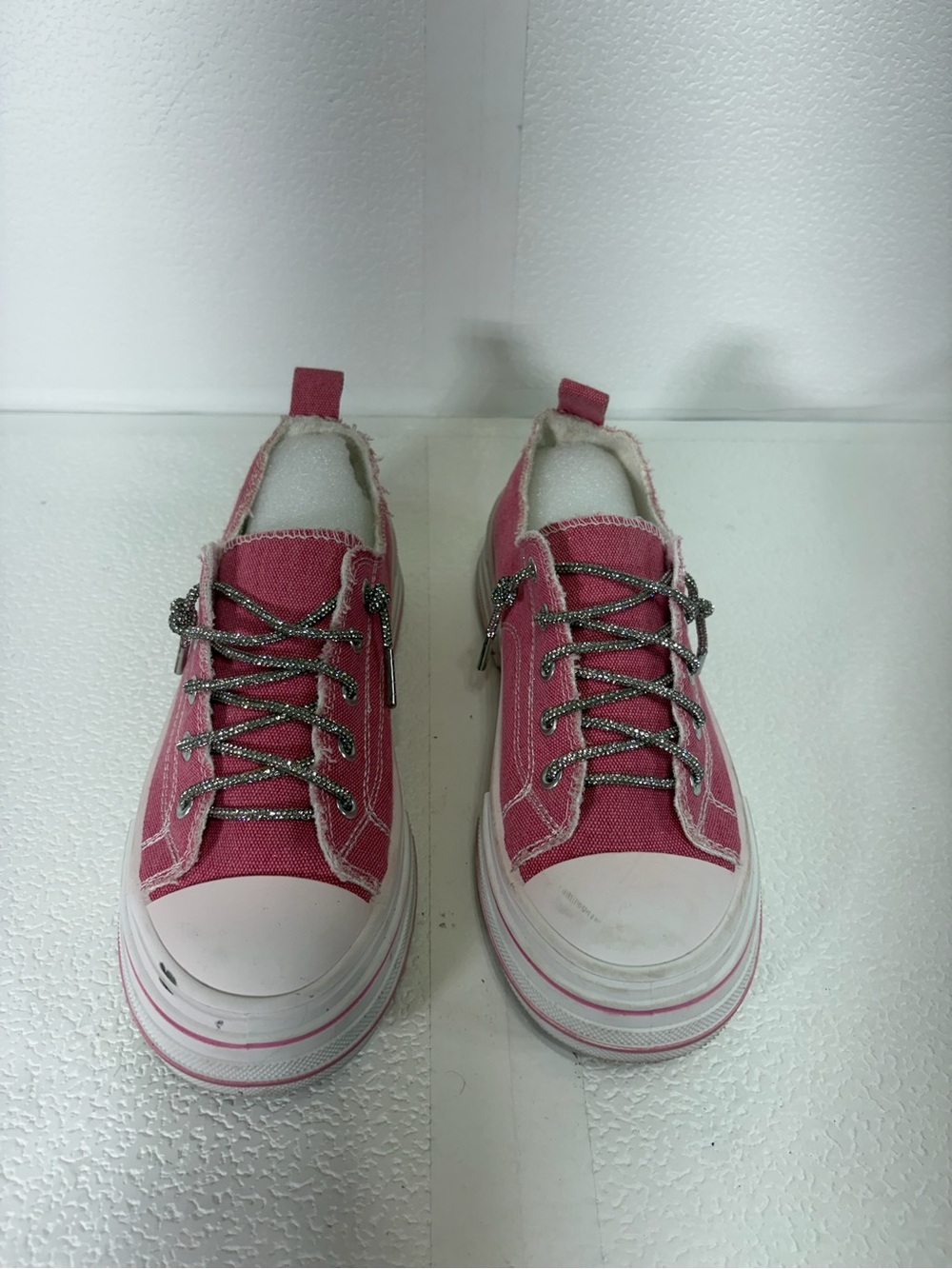 Very G Pink Canvas Lace-Up Platform Sneakers s-285